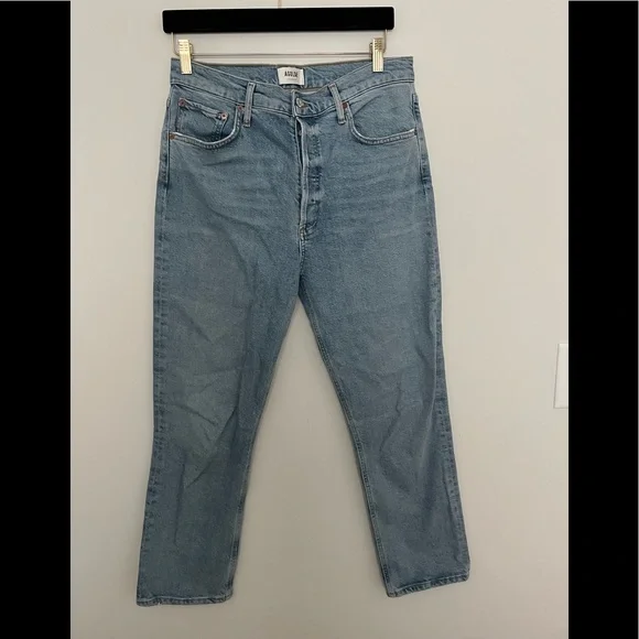 AGOLDE Riley High Rise Straight Crop Ankle Button Fly Size 30 - Picture 9 of 12